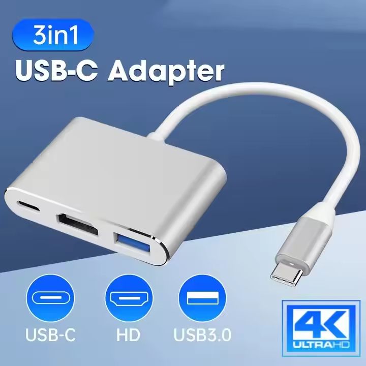 Hub USB-C 3 en 1 - HDMI, USB, Type-C
