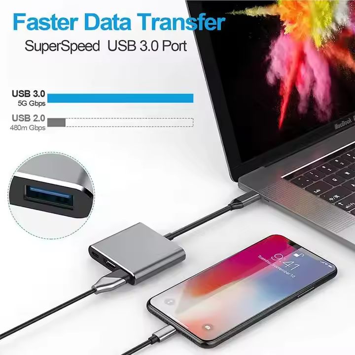 Hub USB-C 3 en 1 - HDMI, USB, Type-C