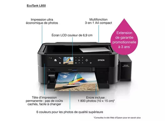 Imprimante Epson EcoTank L850 - Imprimante Photo à Réservoir d'Encre