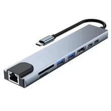 Adaptateur USB-C 8-en-1, en alliage de zinc, 8 ports, petite et portable pour la famille et le bureau